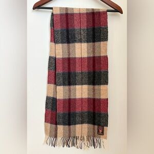 100% Cashmere Plaid Scarf in Red and Tan 56 inches in length from Germany